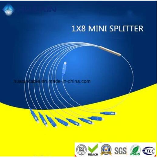 1X8 Fiber Optical PLC Splitter with Mini Steel Tube Package