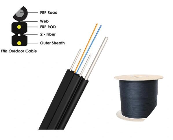2-12 Fibers, FRP Strength Member, Central Loose Tube, PVC/LSZH Outdoor FTTH Drop Cable